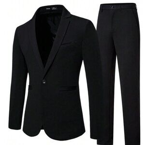 Manfinity Mode Men Single Button Blazer & Suit Pants Set